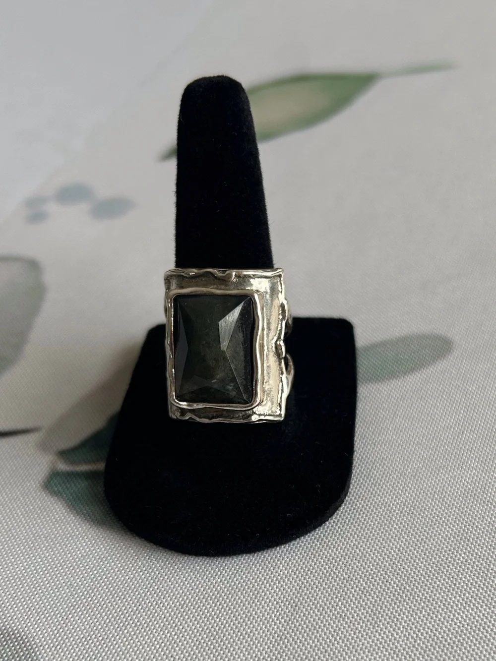 Grace & Heart, Fantasia Green Moss Agate Sterling Silver Ring - Size 8